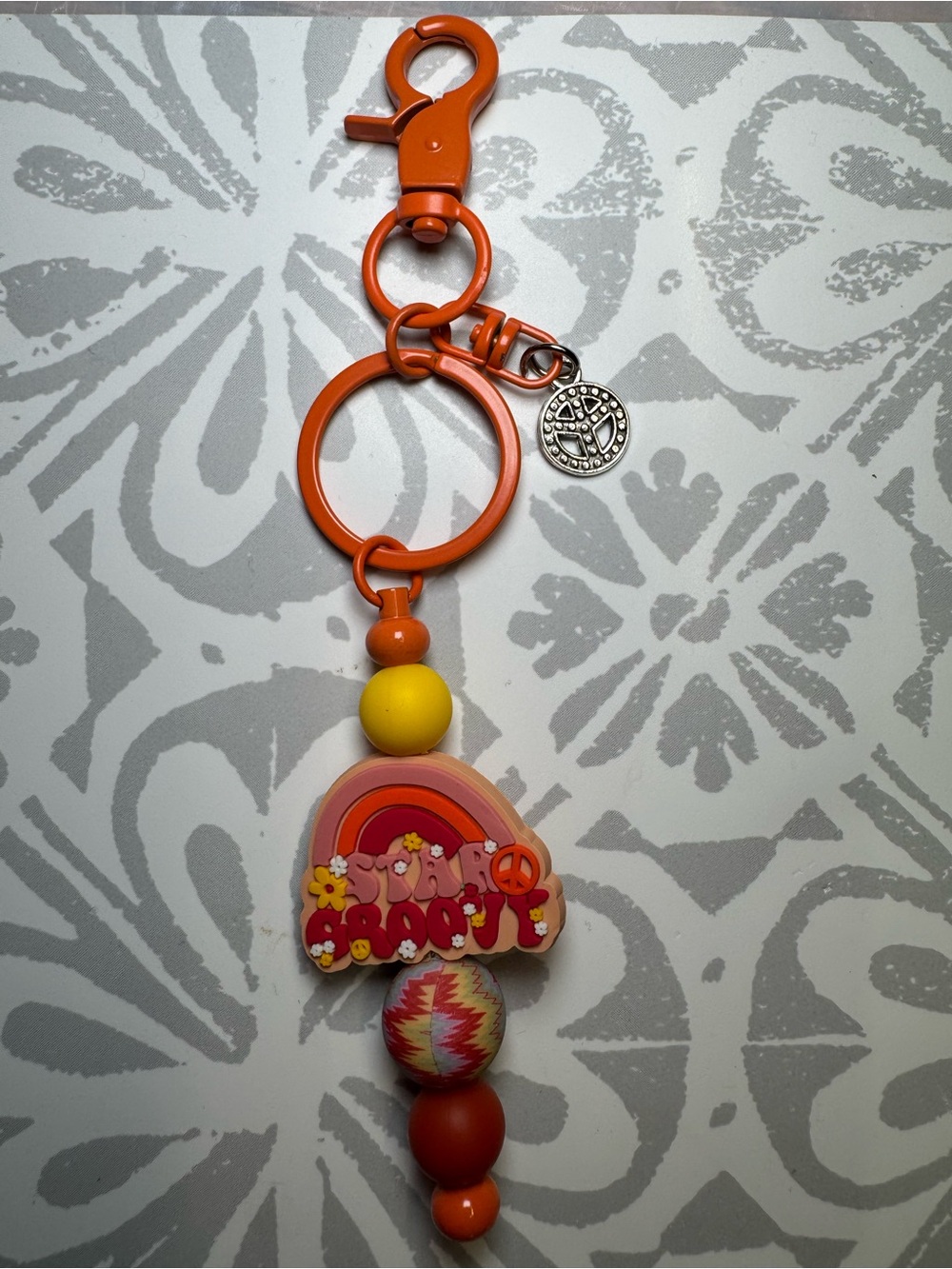 Orange & Yellow Rainbow Bead Keychain Charm